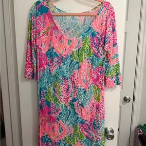 Lilly Pulitzer Pink and Blue Floral Long Sleeve Dress